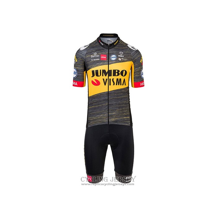 2021 Cycling Jersey Jumbo Visma Black Yellow Short Sleeve And Bib Short